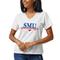 Women's League Collegiate Wear White SMU Mustangs Script Intramural Boyfriend V-Neck T-Shirt