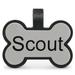 Personalized Silent Silicone Bone Gray Shape, Engraved on Both Sides Pet ID Tag, Regular, Gray / Black