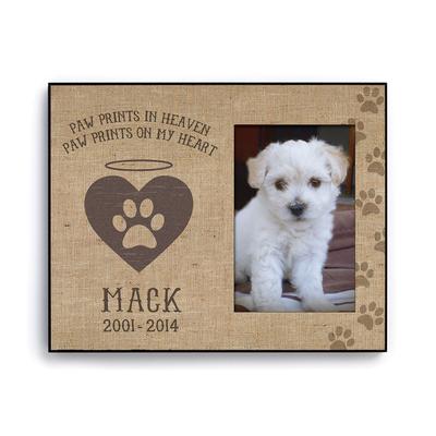 Custom Personalization Solutions Paw Prints In Heaven Dog Personalized Picture Frame for Dogs, .9 LB, Brown