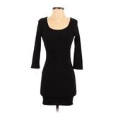 Forever 21 Casual Dress - Mini Scoop Neck 3/4 Sleeve: Black Solid Dresses - Women's Size Small