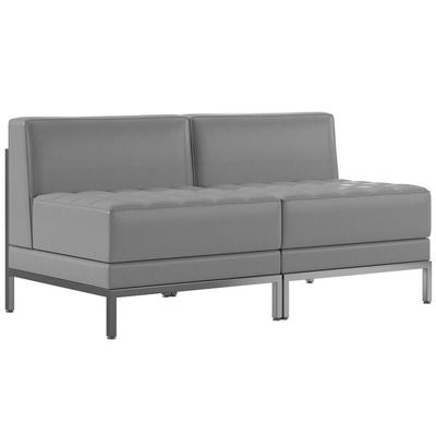 Flash Furniture ZB-IMAG-MIDCH-2-GY-GG Hercules Gray LeatherSoft 2-Piece Lounge Bench