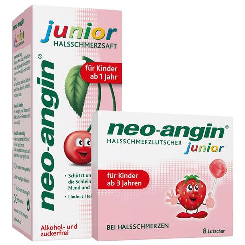 Neo-Angin junior Halsschmerzsaft + Halsschmerz Lutscher 1 St Set