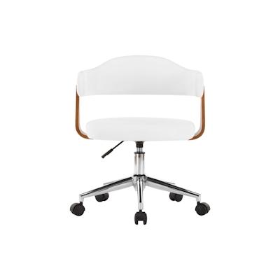 vidaXL Drehbarer Bürostuhl Weiß Bugholz und Kunstleder Image