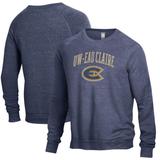 Men's Heathered Navy Wisconsin Eau Claire Blugolds The Champ Tri-Blend Pullover Sweatshirt