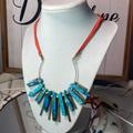 Anthropologie Jewelry | Nwt Anthropologie Egyptian Tassel Turquoise And Leather Necklace Festival Vibe | Color: Blue/Red | Size: Os