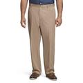Izod Men's Big and Tall Flat Front Straight Fit Solid Dress Pant, Khaki, 46W x 30L