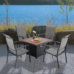 Lark Manor™ Alyah 5 Piece Multiple Chairs Seating Group Metal in Black | Outdoor Furniture | Wayfair 05F62769698741A38AE7C350FC5E4749