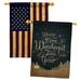 Ornament Collection Winter Is Most Wonderful Time 2-Sided Polyester 40 x 28 in. House Flag in Blue/Brown | 40 H x 28 W in | Wayfair