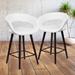 Orren Ellis Palafox Contemporary Vinyl Counter & Bar Height Stool w/ Cappuccino Wood Frame Wood/Upholstered in White | Wayfair