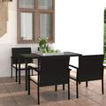 Red Barrel Studio® Patio Dining Set Dining Table & Chairs Furniture Set Poly Rattan Glass in Black | 55.12 W x 27.56 D in | Wayfair