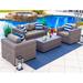 Wade Logan® Aleyza Wicker/Rattan 4 - Person Seating Group w/ Sunbrella Cushions Synthetic Wicker/All - Weather Wicker/Wicker/Rattan in Gray | Outdoor Furniture | Wayfair