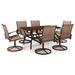 Red Barrel Studio® Rectangular 6 - Person 74.8" Long Outdoor Dining Set Metal in Brown | 74.8 W x 31.5 D in | Wayfair