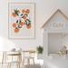 Gracie Oaks Orange Blooms Art Print Soft Cream Background Paper in Blue/Green/White | 14 H x 11 W x 0.015 D in | Wayfair