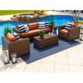 Latitude Run® Centralmont Wicker/Rattan 5 - Person Seating Group w/ Cushions Synthetic Wicker/All - Weather Wicker/Wicker/Rattan in Gray | Outdoor Furniture | Wayfair