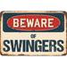 SignMission Beware of Swingers Sign Plastic in Blue/Brown/Red | 3.5 H x 5 W x 0.1 D in | Wayfair Z-D-3.5-BW-Swingers
