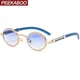 Peekaboo-Lunettes de soleil rondes ovales avec biscuits pour femme petite monture vintage bleu