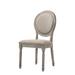 Faustine Side Chair, Tan Fabric & Salvaged Light Oak Finish, Padded Seat & Back