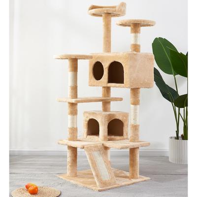 52" Cat Tree Condo Play House Kitty Scratching Climbing Tower w/ Hammock Gray