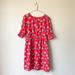 J. Crew Dresses | J. Crew 3/4 Sleeve Floral Boat Neck Shift Sheath Knee Length Dress | Color: Red | Size: 4