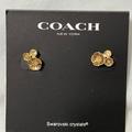 Coach Jewelry | Coach Tea Rose Crystals Cluster Stud Earrings Nwt | Color: Gold | Size: Os