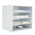 EasyPAG Wood Desktop 4 Tier A4 in Tray Office Desk Tidy File Holder Paper Organiser Magazine Storage Filing Rack,White