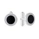 JO WISDOM Cufflinks for Men,925 Sterling Silver Round Cuff Links with 3A Cubic Zirconia Black Onyx