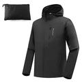 BALEAF Men's Lightweight Waterproof Softshell Jacket Winter Fleece Lined Windproof Running Hiking Jacket Black Size M