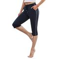 Women's Capri Sweatpants - Straight Leg Cropped Joggers Pants Sport Running Trouser Casual Drawstring Jogging Bottoms with Pockets Navy,S