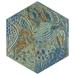 Merola Tile Gaudi React Hex Ocean 8-5/8" x 9-7/8" Porcelain Floor and Wall Tile