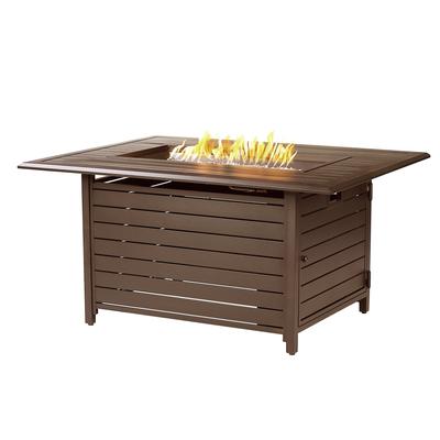 Rectangular 48 in. x 36 in. Aluminum Propane Fire Pit Table, Glass Beads, Two Covers, Lid, 57,000 BTUs