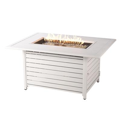 Rectangular 48 in. x 36 in. Aluminum Propane Fire Pit Table, Glass Beads, Two Covers, Lid, 57,000 BTUs