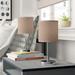 Wade Logan® Amandev Simple Designs Mini Basic Table Lamp w/ Drum Fabric Shade Metal/Fabric in White/Brown | 11.81 H x 5.51 W x 5.51 D in | Wayfair