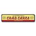 Lizton Sign Shop, Inc World Famous Crab Cakes Custom Aluminum Sign Metal in Gray/Red/Yellow | 4 H x 18 W x 0.04 D in | Wayfair 1307-A418