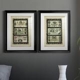 Trinx Money Money Money I - 2 Piece Picture Frame Graphic Art Set Paper in Black/Blue/Green | 24.5 H x 18.5 W x 1.25 D in | Wayfair