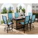 Red Barrel Studio® Mikenzie Traditions 7-Piece Outdoor Dining Set in Sunset w/ 6 Padded Swivel Chairs & a Fire Pit Dining Table in Brown | Wayfair