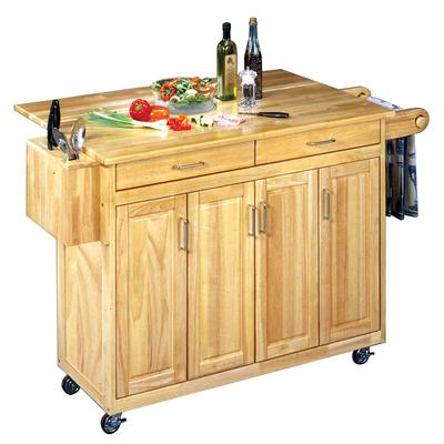Wood Top Kitchen Cart with Breakfast Bar by Homestyles in Wood