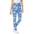 Plus Size Women's Stretch Cotton Printed Legging by Woman Within in Blue Tie Dye (Size S)