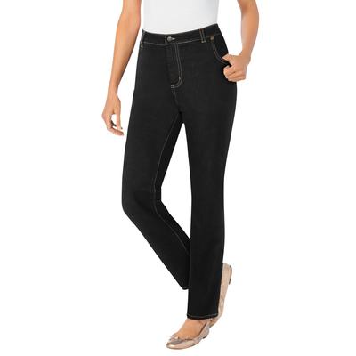 Plus Size Women's Straight-Leg Stretch Denim Jean by Woman Within in Black Denim (Size 14 WP)