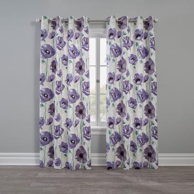 Wide Width BH Studio Canvas Printed Grommet Panel by BH Studio in Lilac Poppy (Size 48