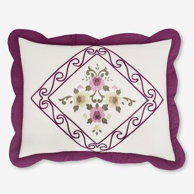 Ava Embroidered Cotton Sham by BrylaneHome in Plum...