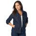 Plus Size Women's Classic Cotton Denim Jacket by Jessica London in Indigo (Size 18) 100% Cotton Jean Jacket