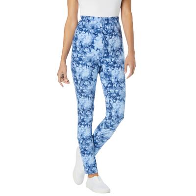 Plus Size Women's Stretch Cotton Printed Legging by Woman Within in Blue Tie Dye (Size 1X)