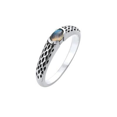 KUZZOI Herren Bandring Labradorit Vintage Used 925 Silber 62 Image