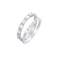 Elli - Zirkonia Rechteck Bandring 2er Set 925 Silber Ringe Damen