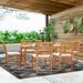 Red Barrel Studio® 7 Piece Teak Wood Bermuda 63" Rectangular Medium Bistro Outdoor Dining Set w/ 6 Side Chairs Wood/Teak in Brown/White | Wayfair
