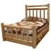 White Cedar Log - Platform Bed with Double Top Rail and Footboard