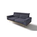 DOMO. Collection Rosario Sofa, 2,5er Garnitur mit Nackenfunktion und Holzkranz, 2,5 Sitzer Couch, 204x98x81 cm, Polstergarnitur in dunkelblau