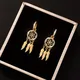 ChimExquisite-Boucles d'oreilles pendantes en plumes d'or véritable 14 carats pour femmes bijoux de