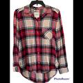 American Eagle Outfitters Tops | American Eagle Boyfriend Fit Flannel. | Color: Cream/Red | Size: M
