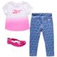 Reebok Baby Girls' Playwear Set ? 3 Piece Short Sleeve T-Shirt, Leggings, and Headband Set (Infant/Toddler), Size 6-9 Months, Sugar Plum/Ombre